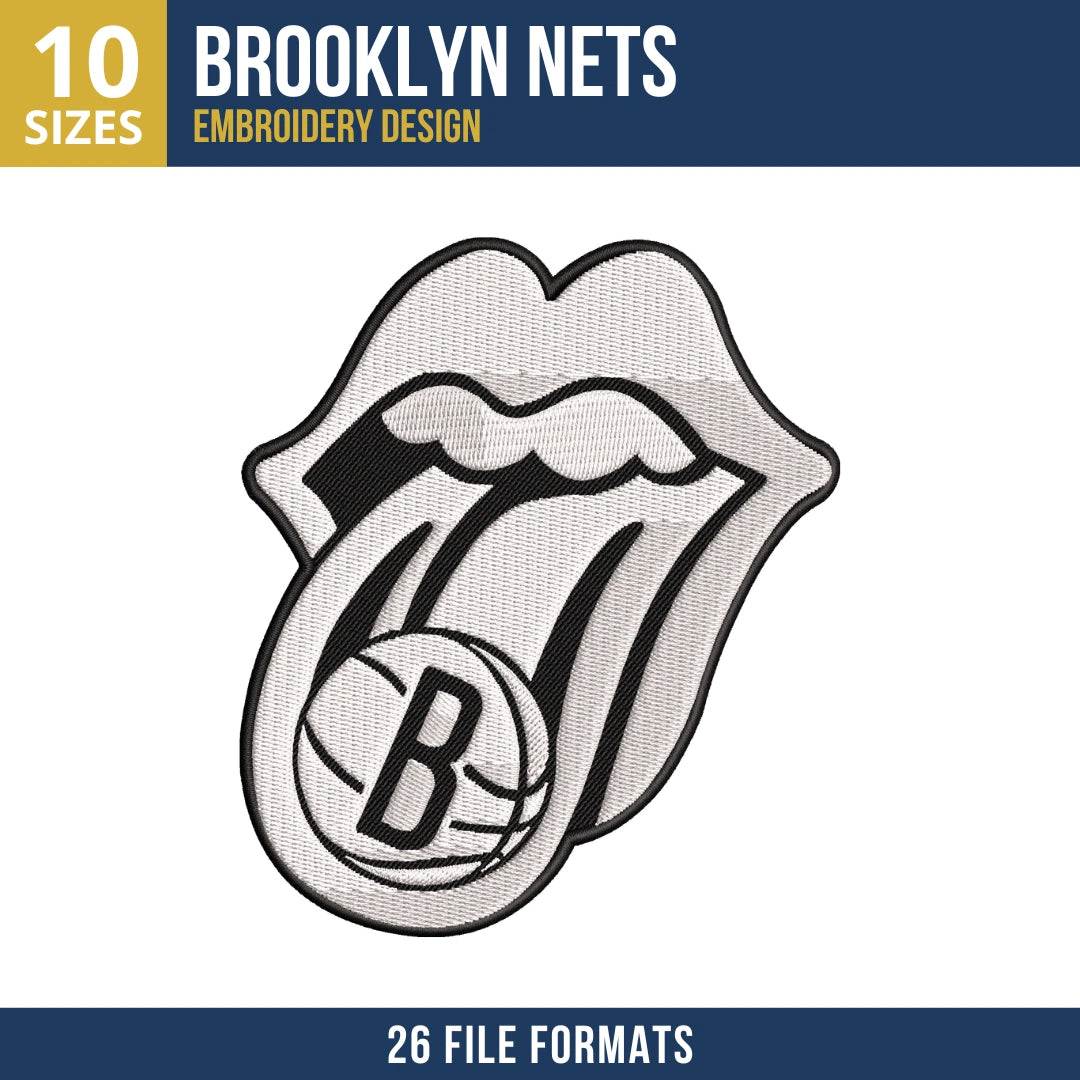 Brooklyn Nets Tongue and Lips Embroidery Design