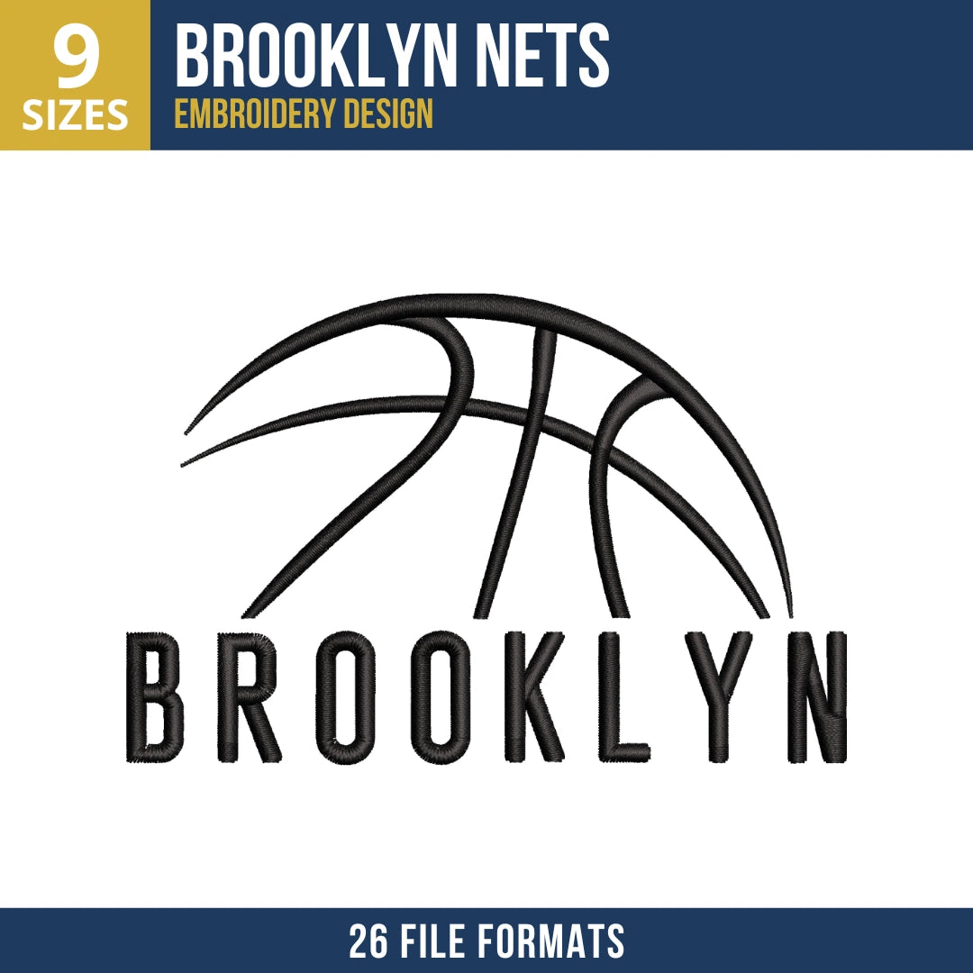 Brooklyn Nets Basketball Outline Embroidery Design
