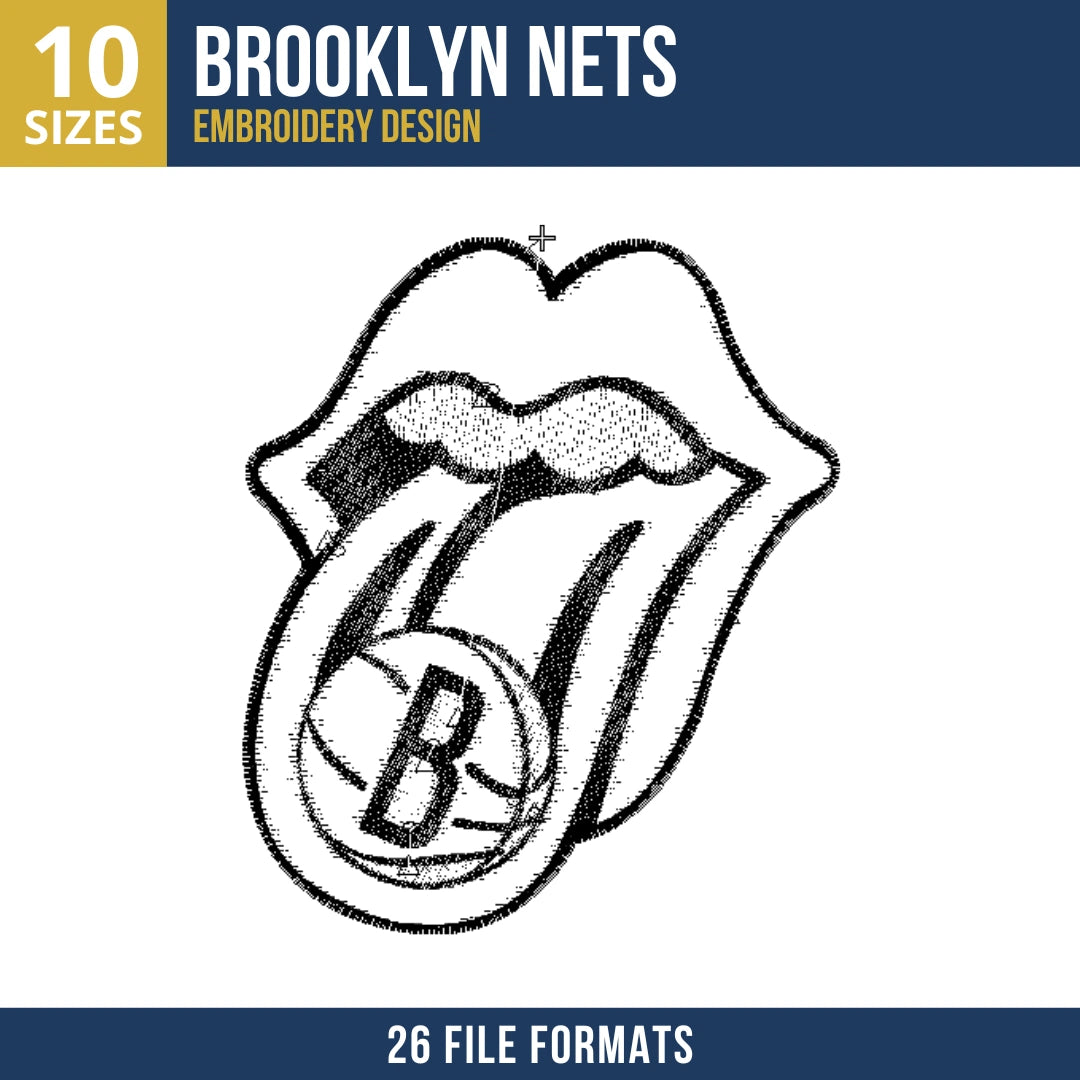Brooklyn Nets Tongue and Lips Embroidery Design