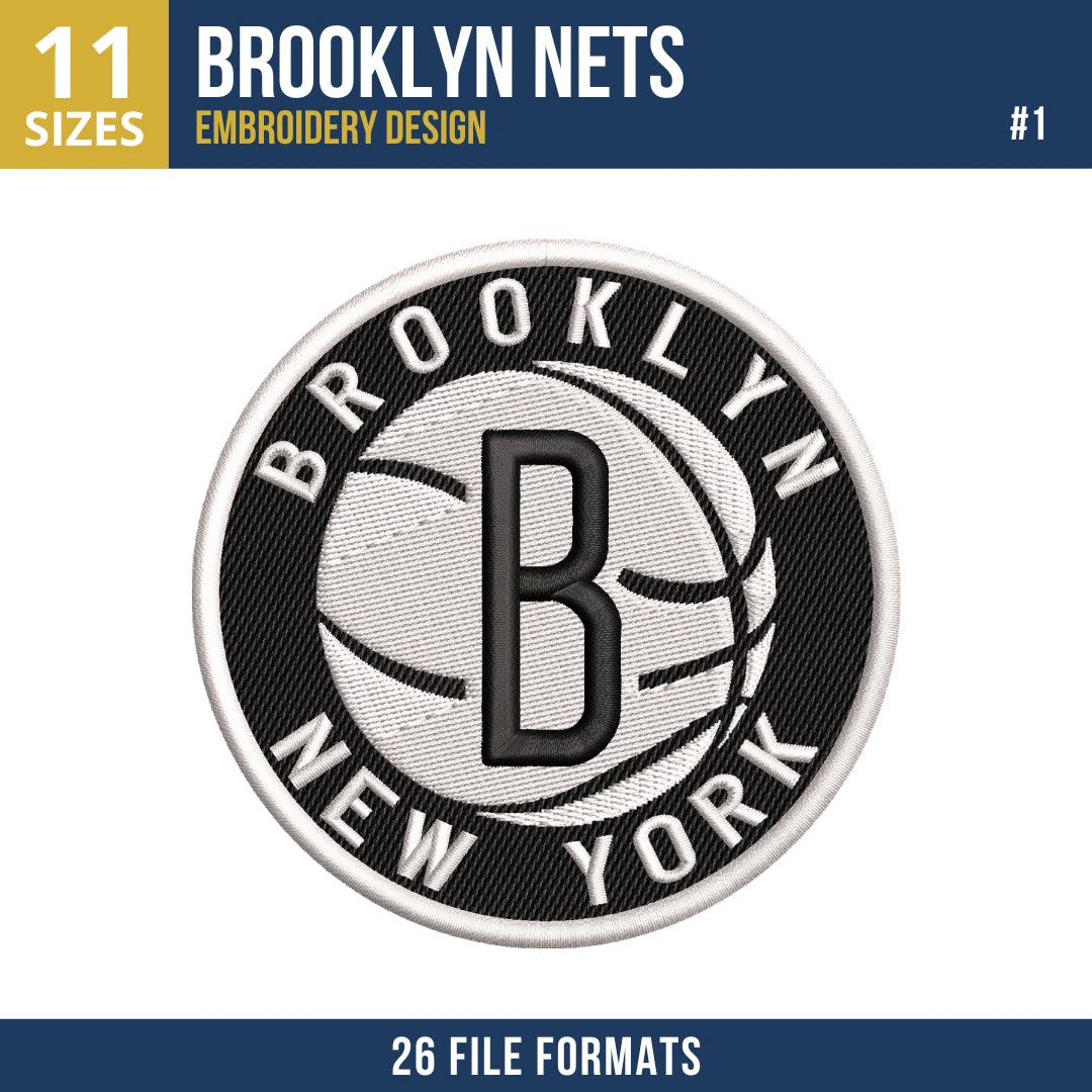 Brooklyn Nets Embroidery Design Bundle - 9 Machine Embroidery Files