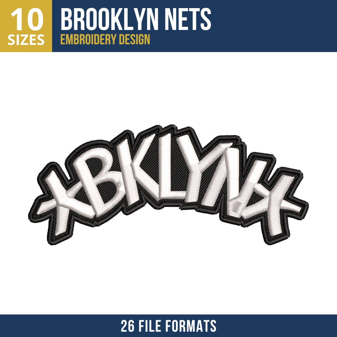 Brooklyn Nets BKLYN Graffiti Wordmark Embroidery Design