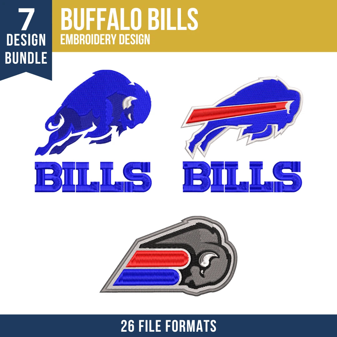 7 Buffalo Bills Machine Embroidery Designs Bundle 