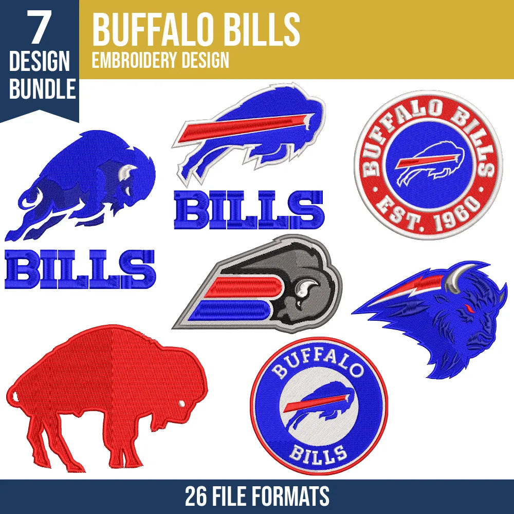 Buffalo Bills Embroidery Design Bundle | 7 Designs