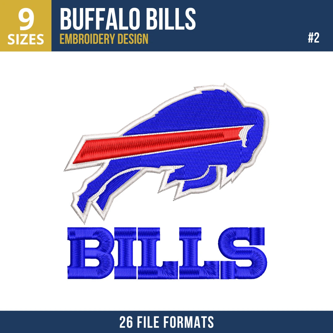 7 Buffalo Bills Machine Embroidery Designs Bundle 
