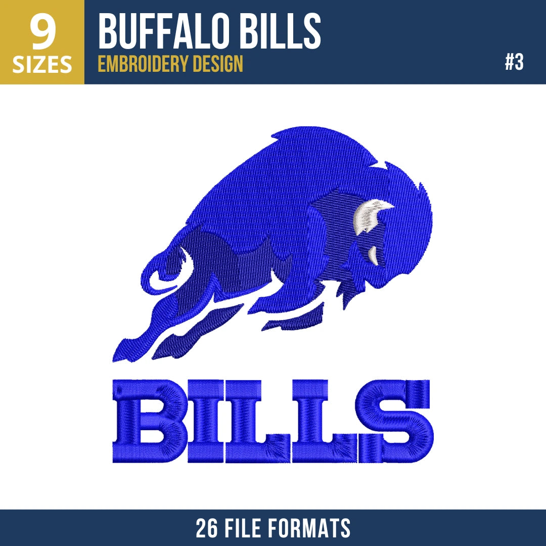 7 Buffalo Bills Machine Embroidery Designs Bundle 