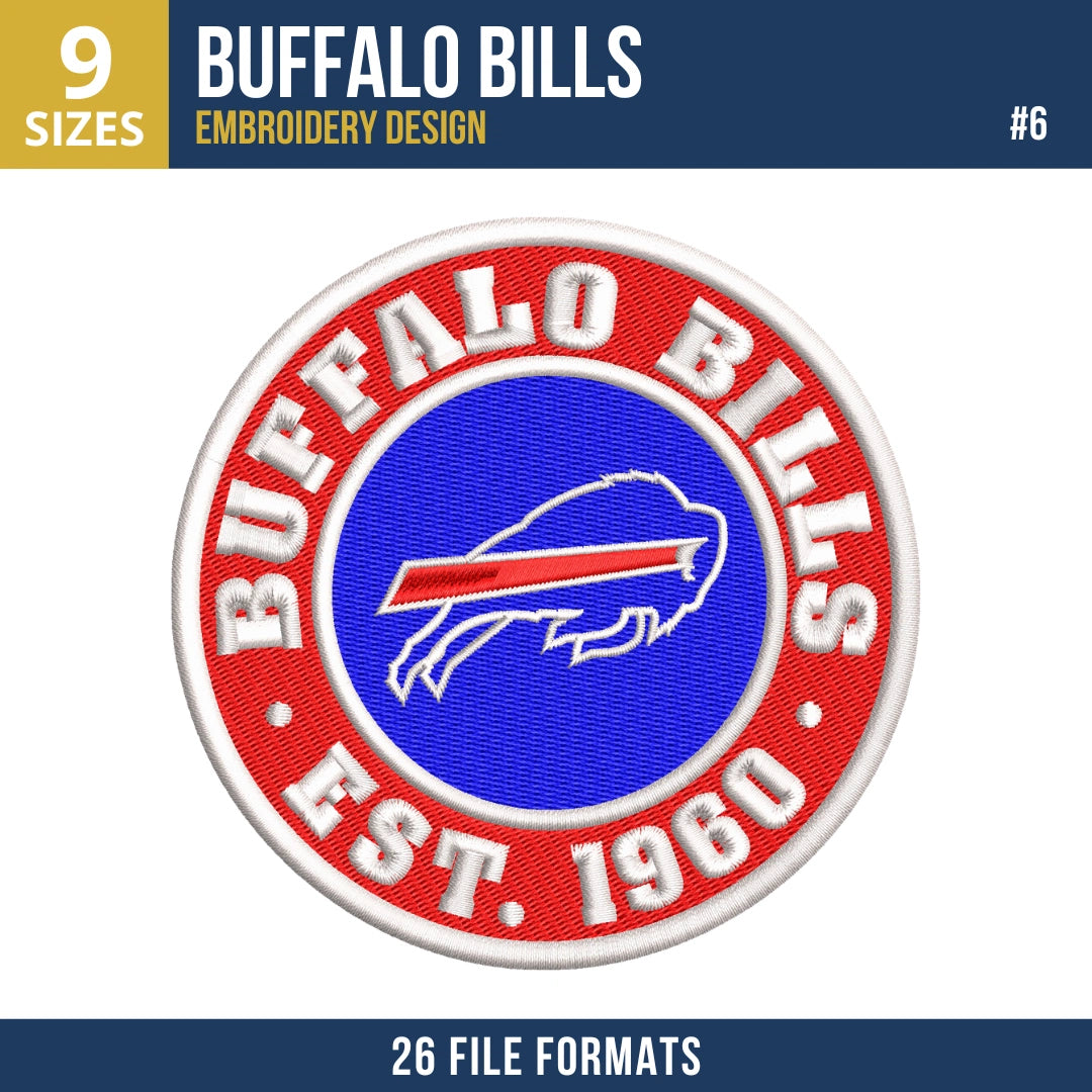 7 Buffalo Bills Machine Embroidery Designs Bundle 