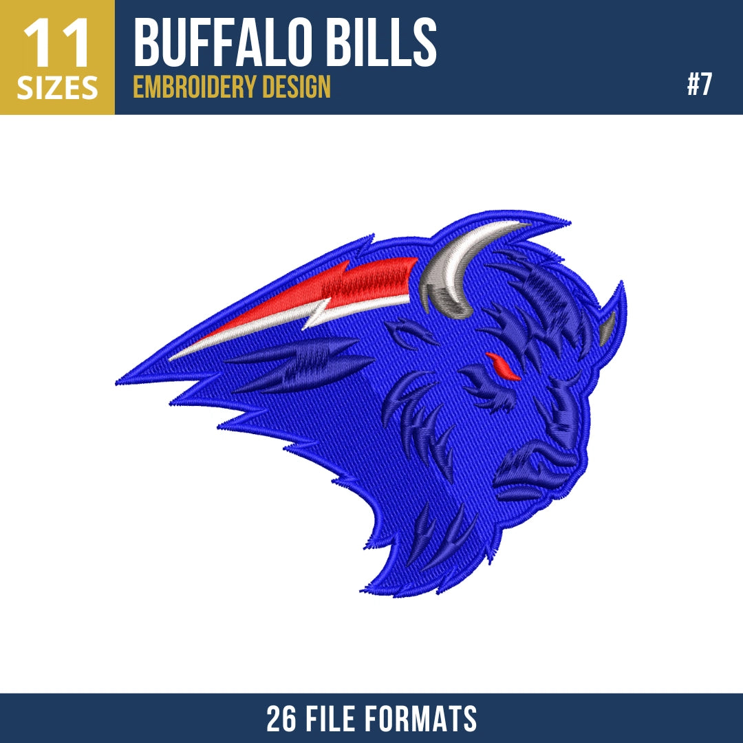 7 Buffalo Bills Machine Embroidery Designs Bundle 