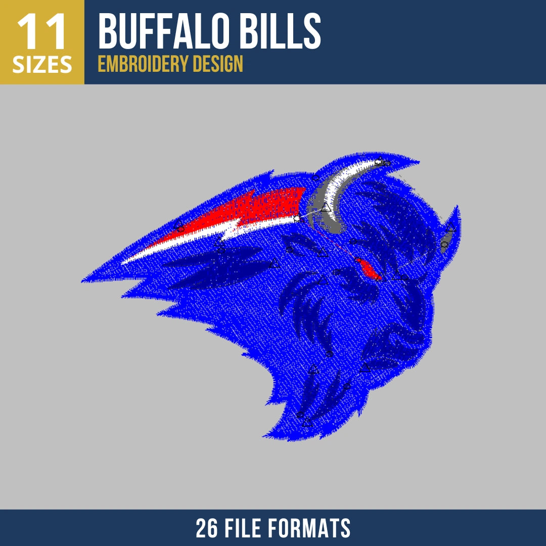 Buffalo Bills Aggressive Buffalo Head Embroidery Design