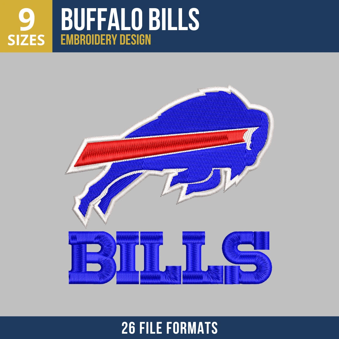 Buffalo Bills Running Buffalo Logo Embroidery Design