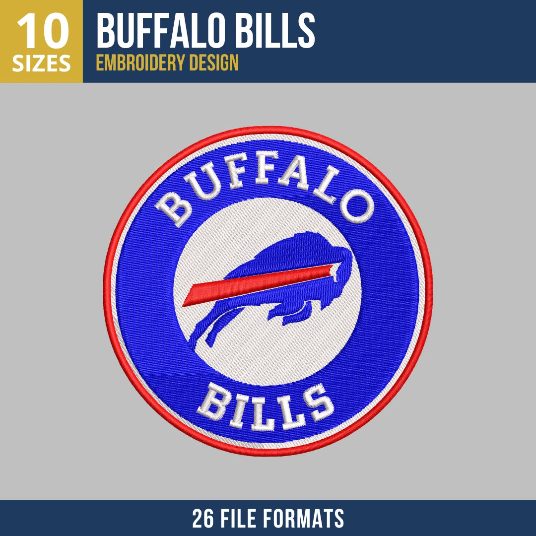 Buffalo Bills Circle Badge Embroidery Design
