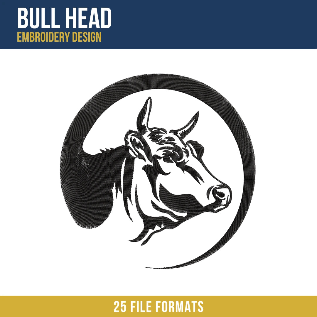 Bull Head Embroidery Design