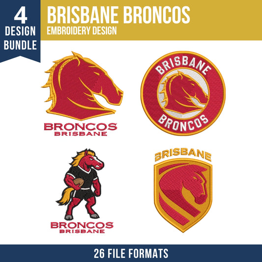 Brisbane Broncos Embroidery Design Bundle | 4 Designs