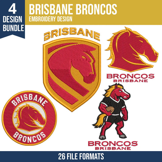 Brisbane Broncos Embroidery Design Bundle | 4 Designs