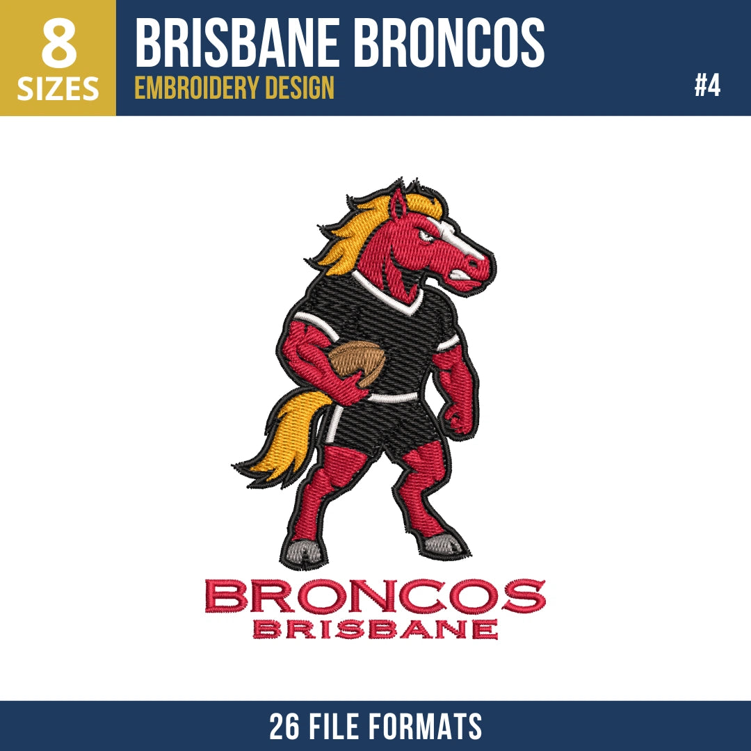 Brisbane Broncos Embroidery Design Bundle | 4 Designs