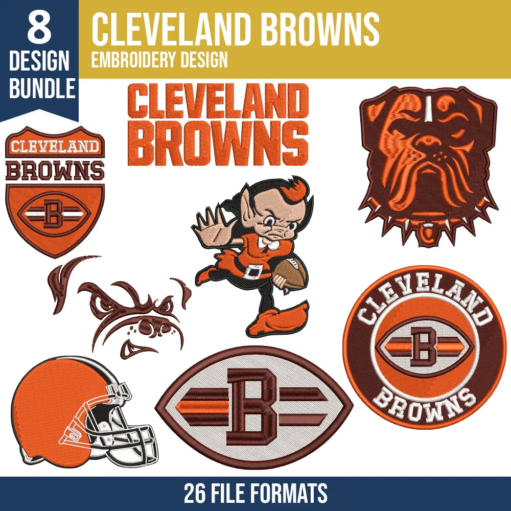 Cleveland Browns Bundle 8 Designs NFL Embroidery Design