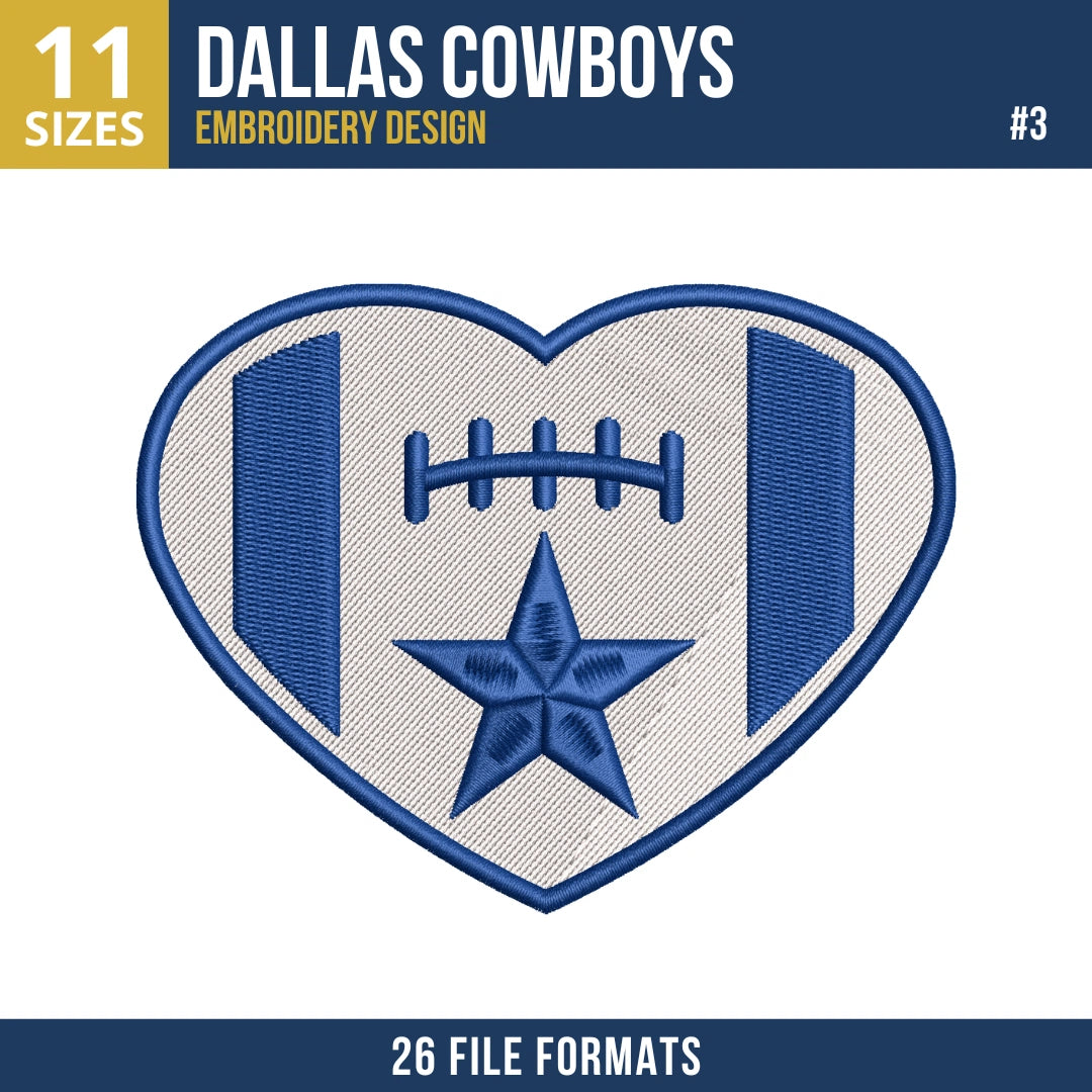 Dallas Cowboys Embroidery Bundle 8 Designs | 26 Formats