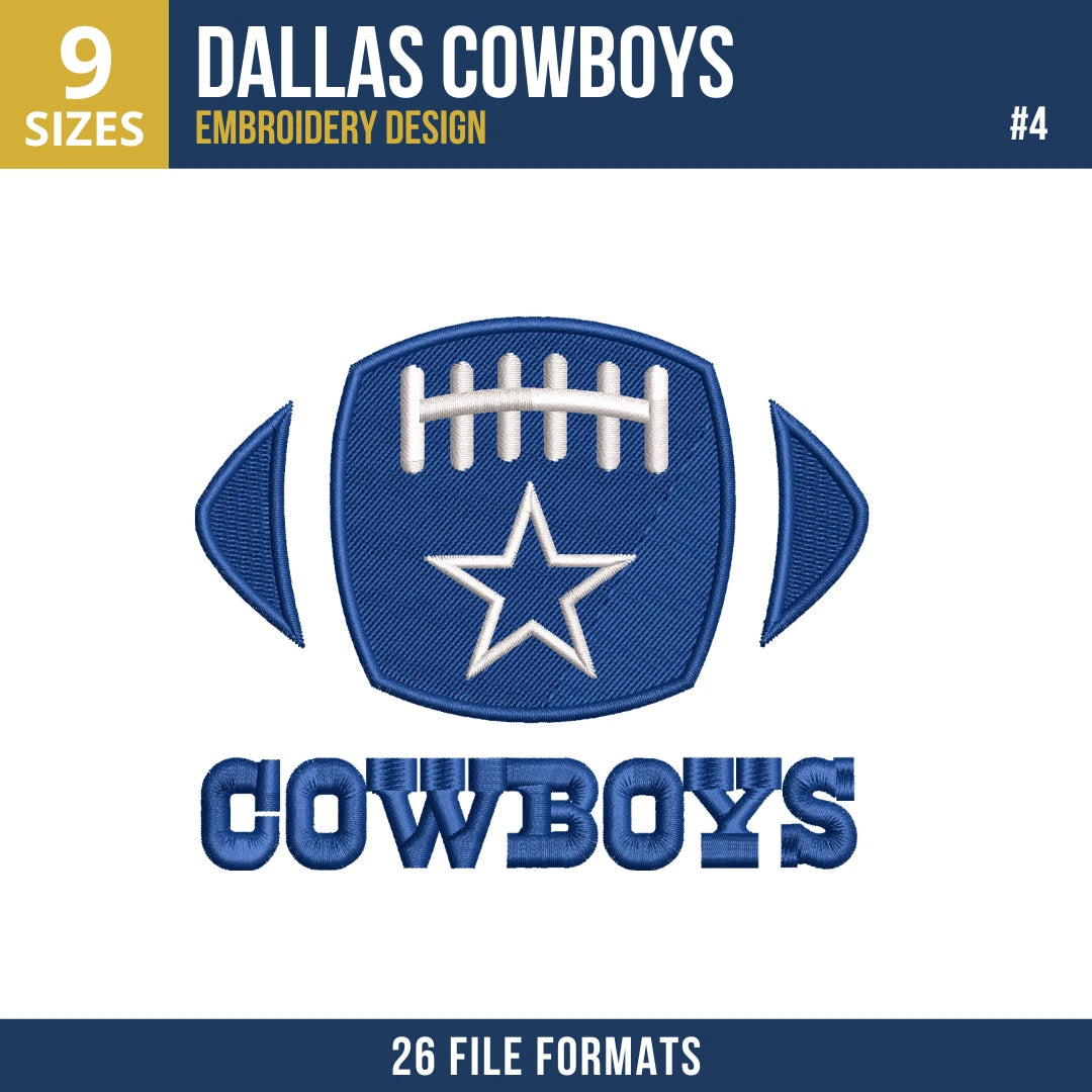 Dallas Cowboys Embroidery Bundle 8 Designs | 26 Formats