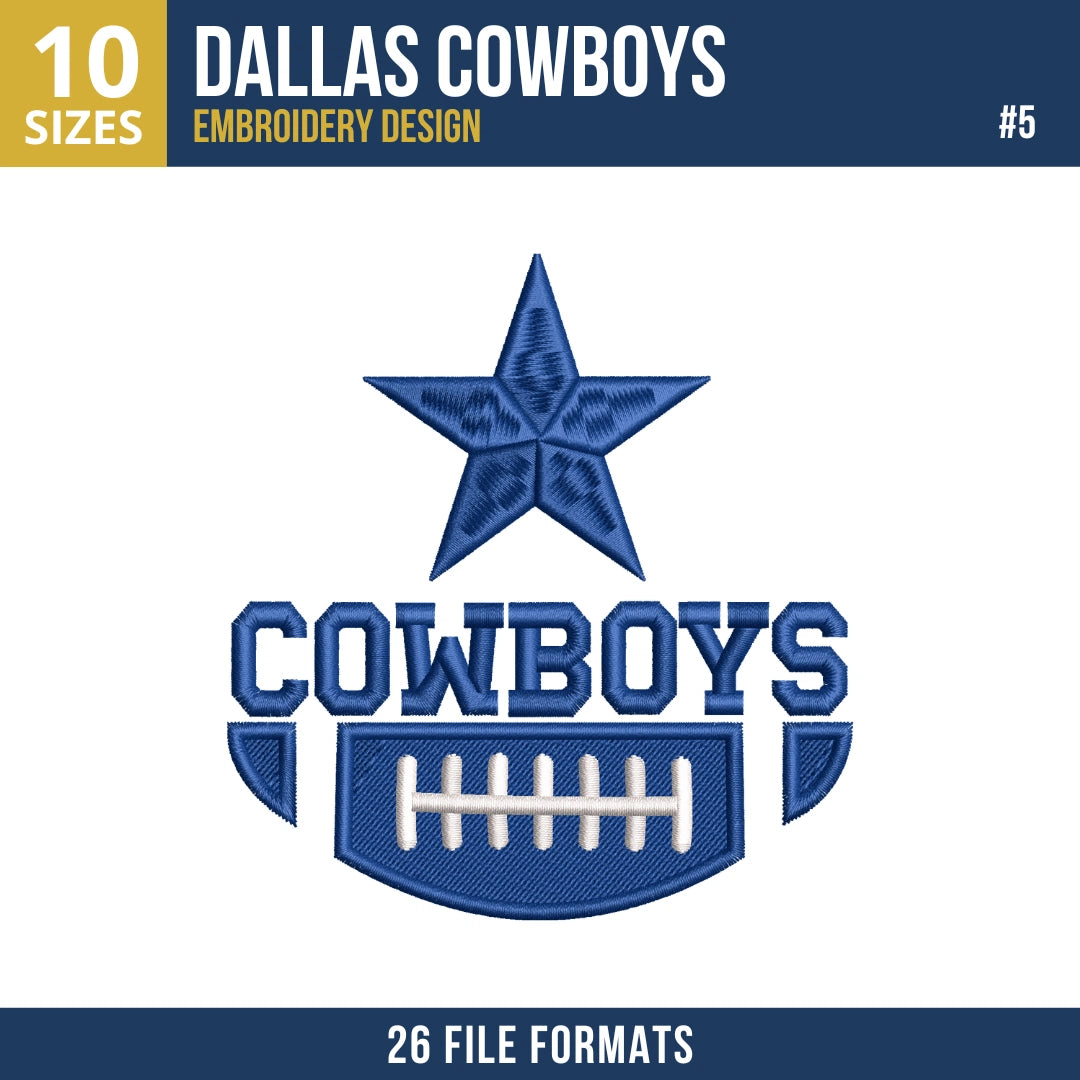 Dallas Cowboys Embroidery Bundle 8 Designs | 26 Formats