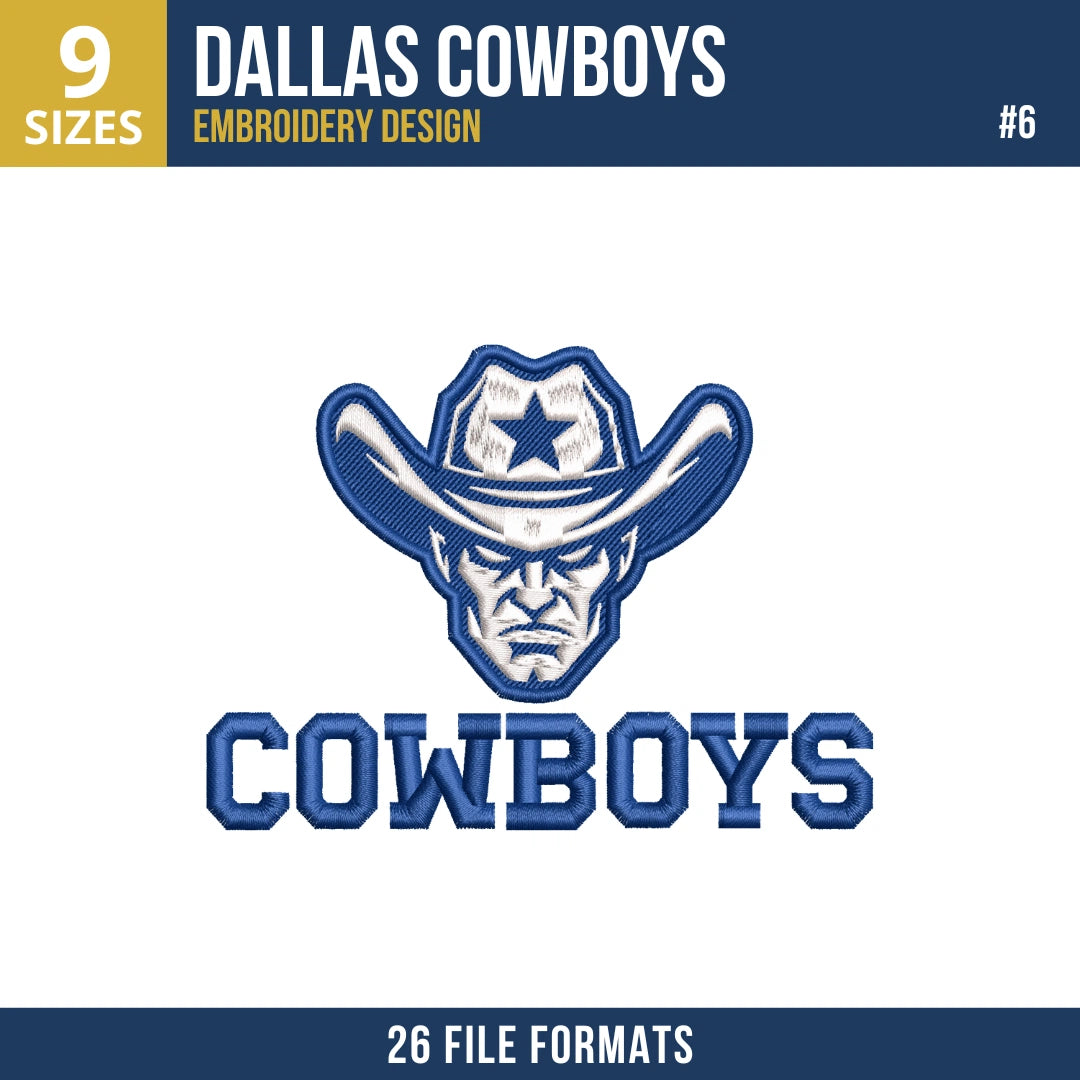 Dallas Cowboys Embroidery Bundle 8 Designs | 26 Formats