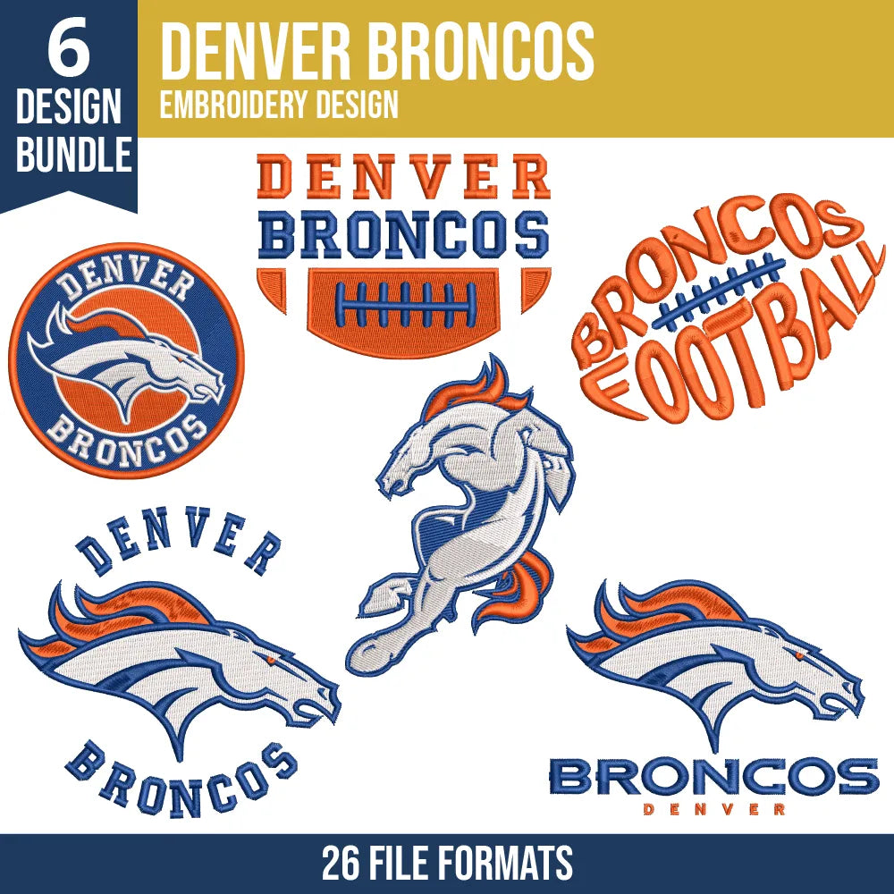 Denver Broncos Embroidery Bundle 6 Designs | 26 Formats