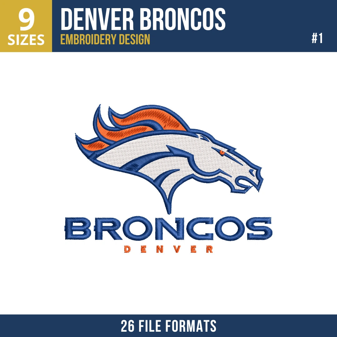 Denver Broncos Embroidery Bundle 6 Designs | 26 Formats