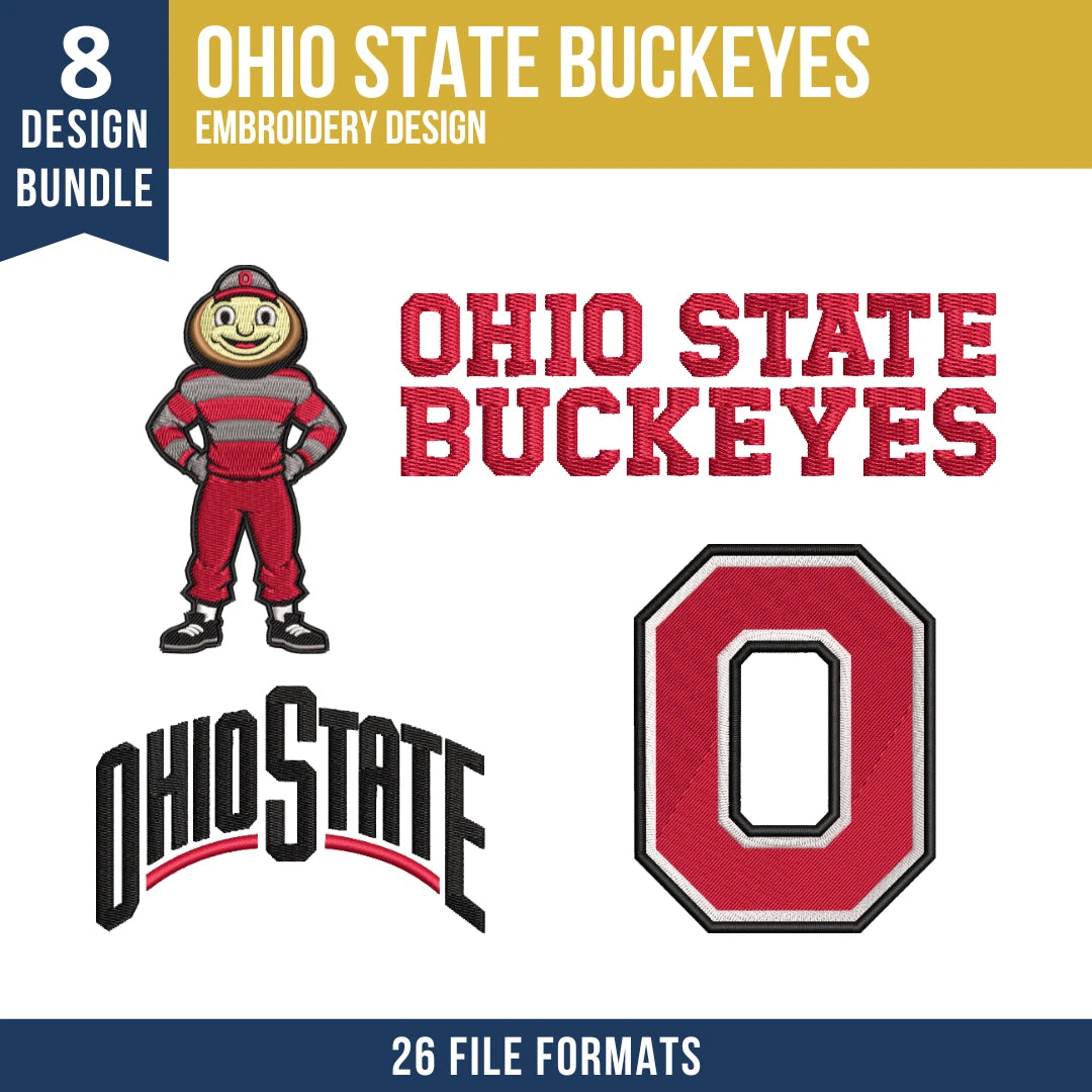Ohio State Buckeyes Embroidery Design Bundle