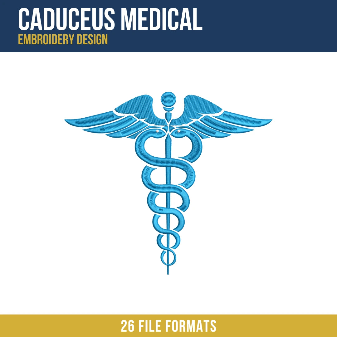 Caduceus Medical Embroidery Design
