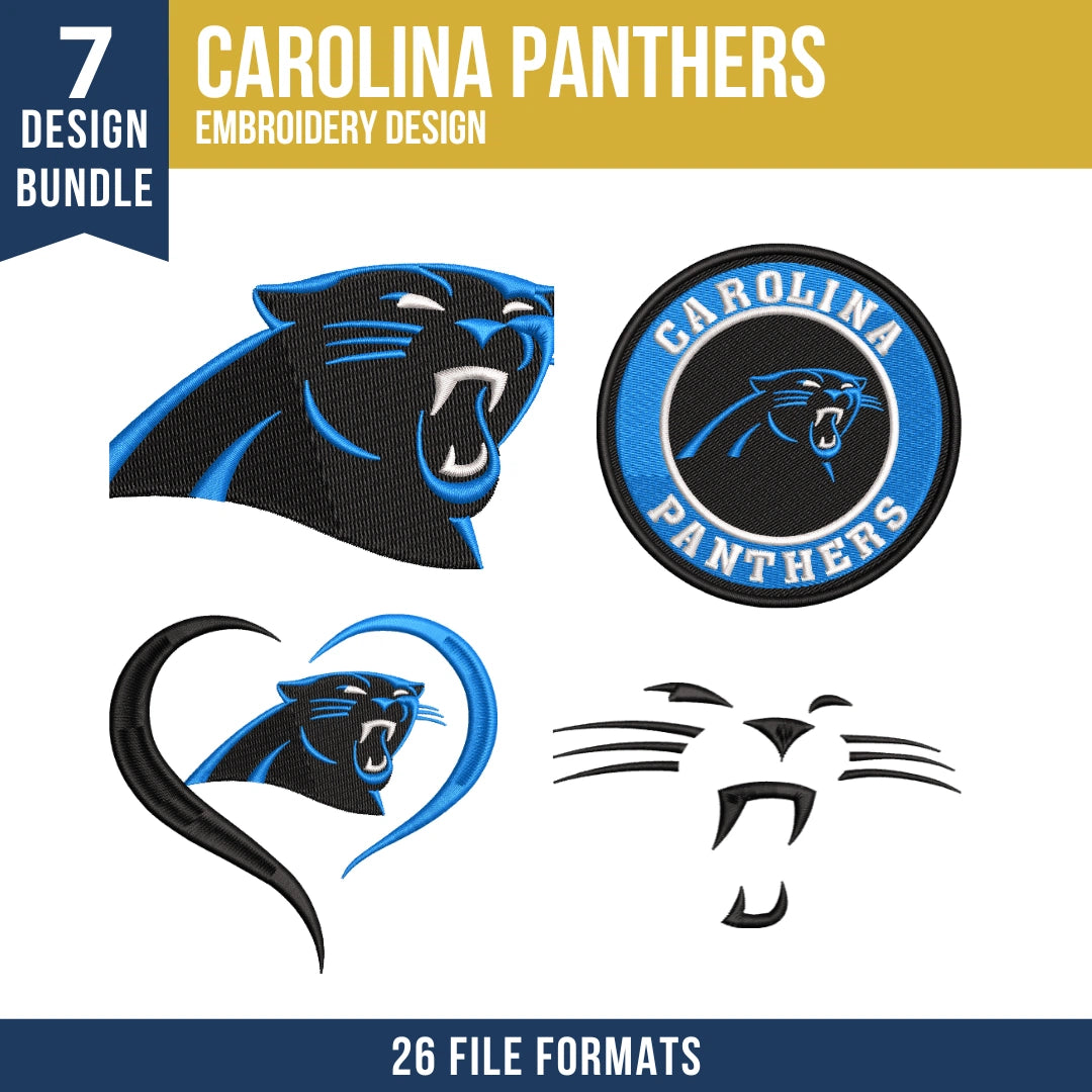 7 Designs Carolina Panthers Embroidery Design Bundle