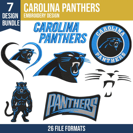 Carolina Panthers Embroidery Design Bundle | 7 Designs