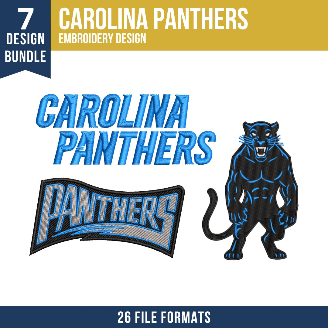 7 Designs Carolina Panthers Embroidery Design Bundle
