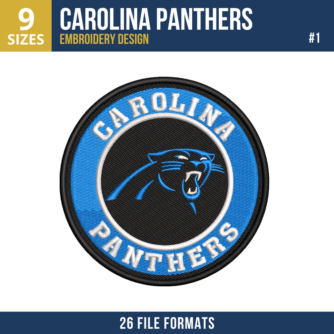 7 Designs Carolina Panthers Embroidery Design Bundle