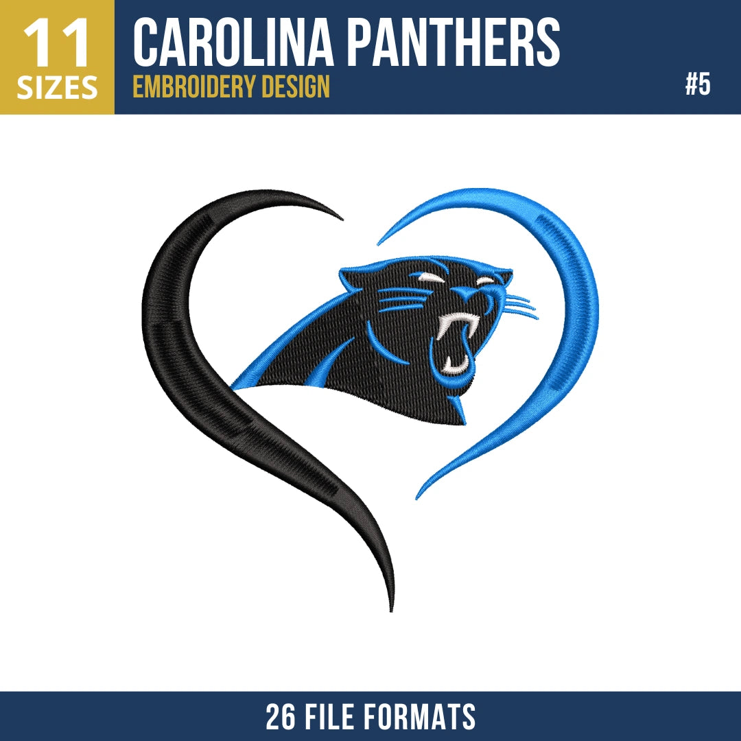 7 Designs Carolina Panthers Embroidery Design Bundle