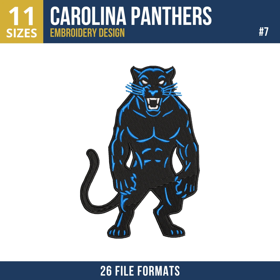 7 Designs Carolina Panthers Embroidery Design Bundle
