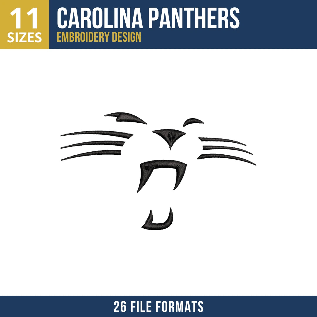 Carolina Panthers Minimal Face Outline Embroidery Design
