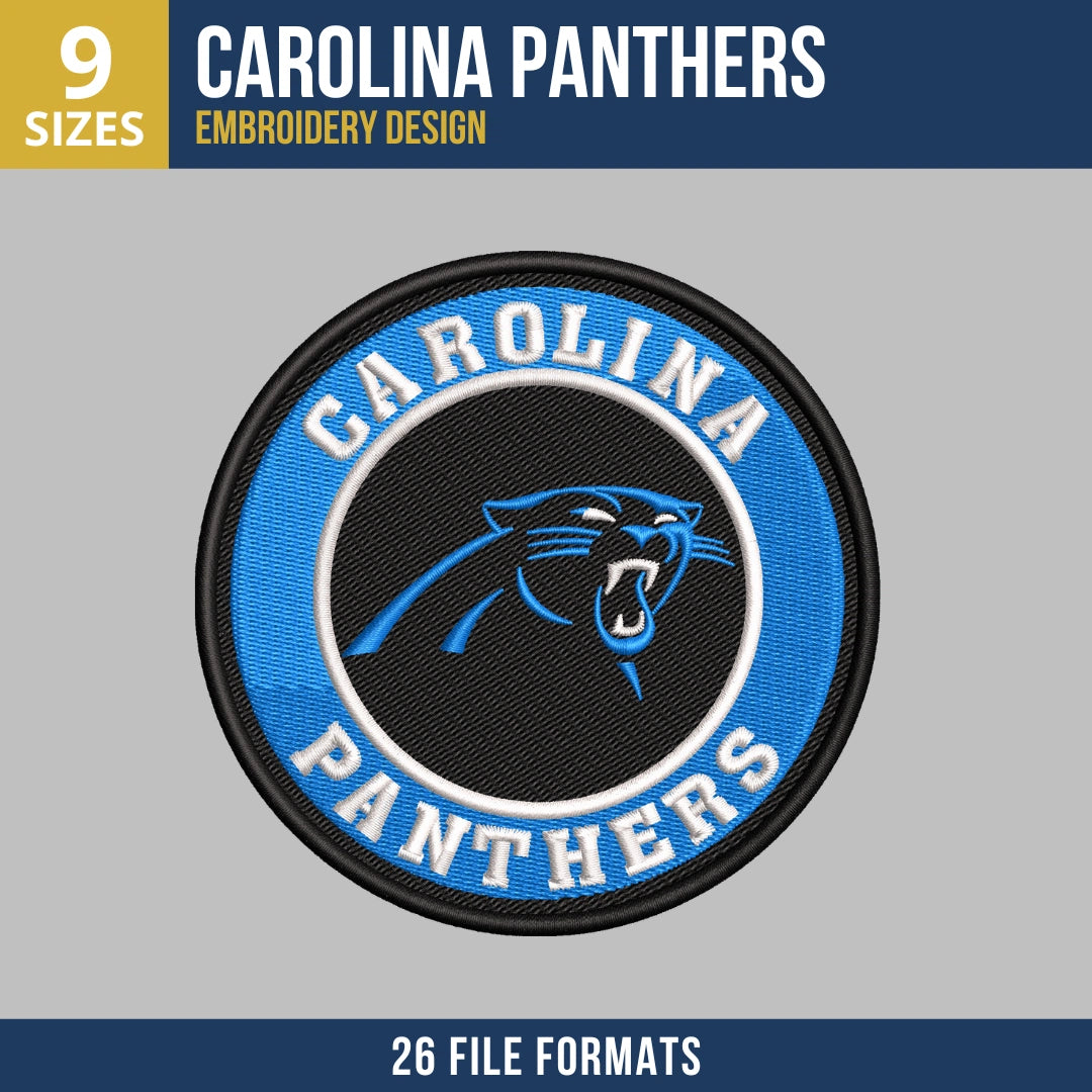 Carolina Panthers Circle Badge Embroidery Design