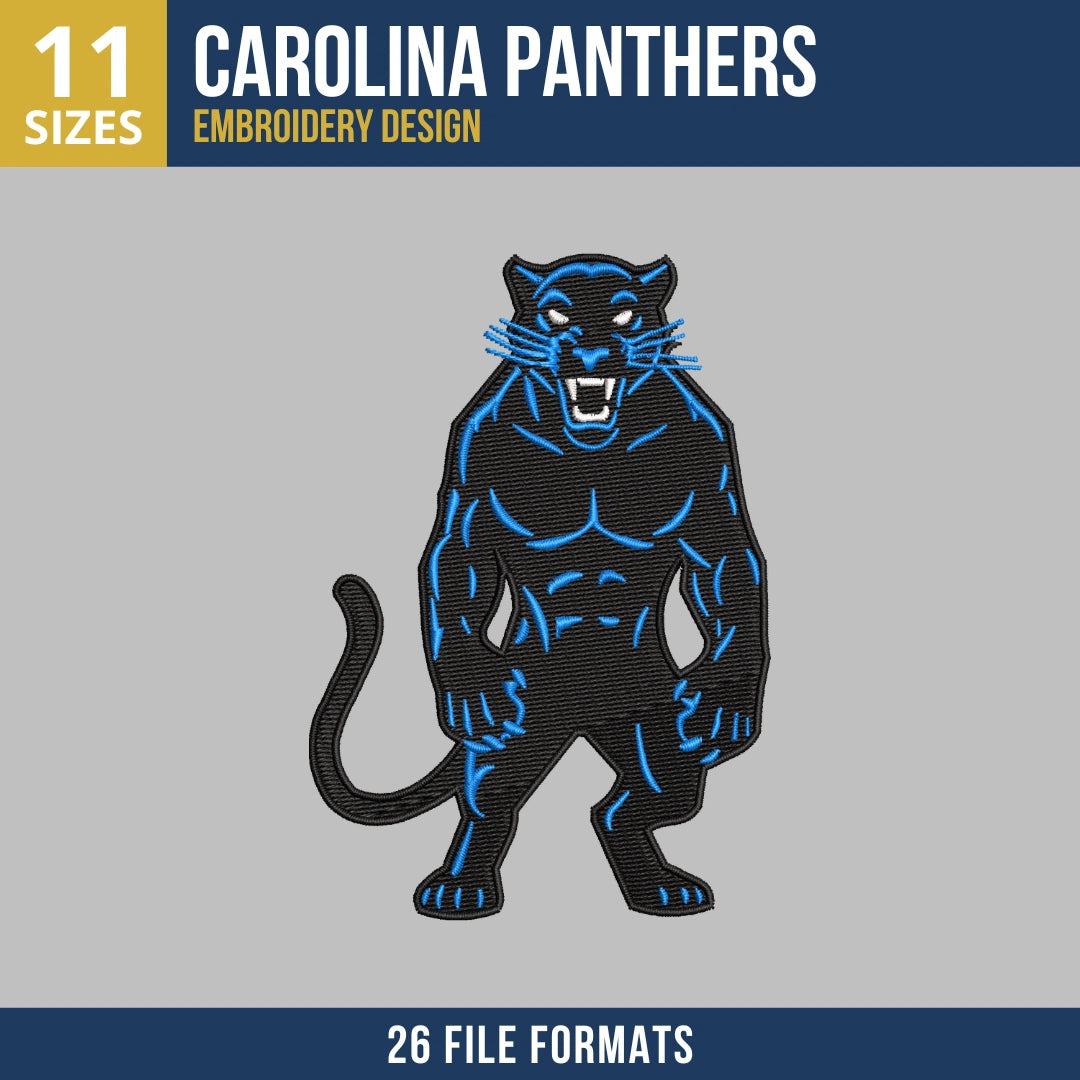 Carolina Panthers Standing Panther Mascot Embroidery Design