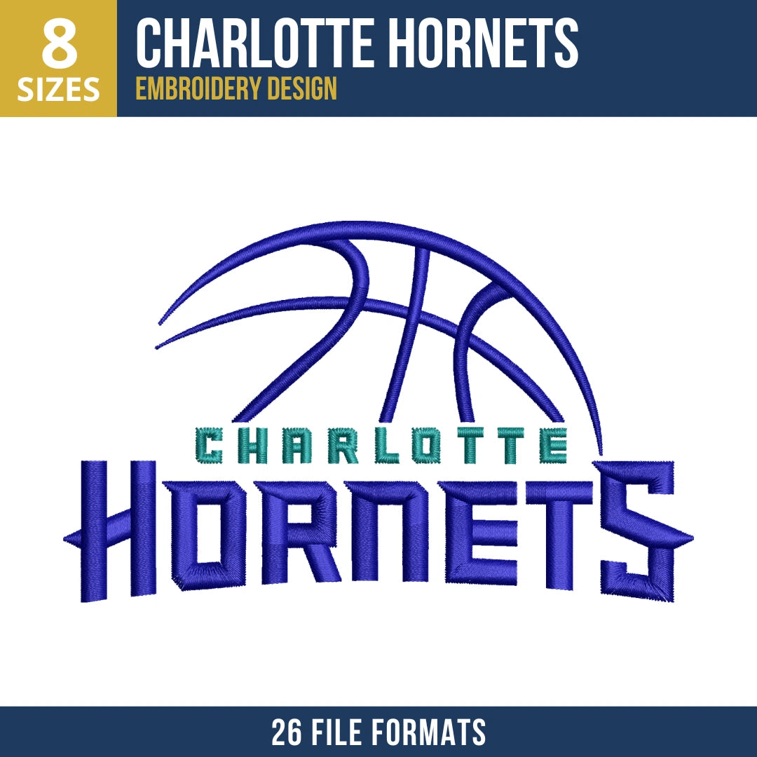 Charlotte Hornets Basketball Wordmark Embroidery Design