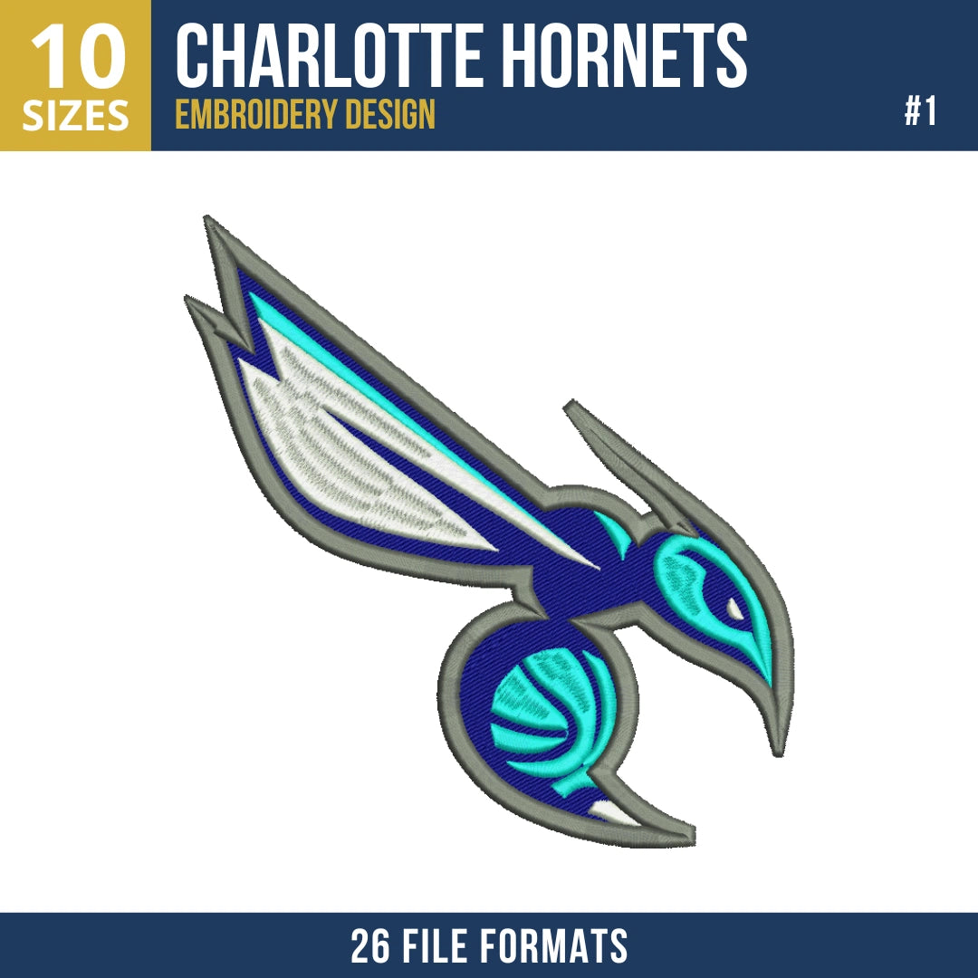 Charlotte Hornets Embroidery Design Bundle | 10 Designs