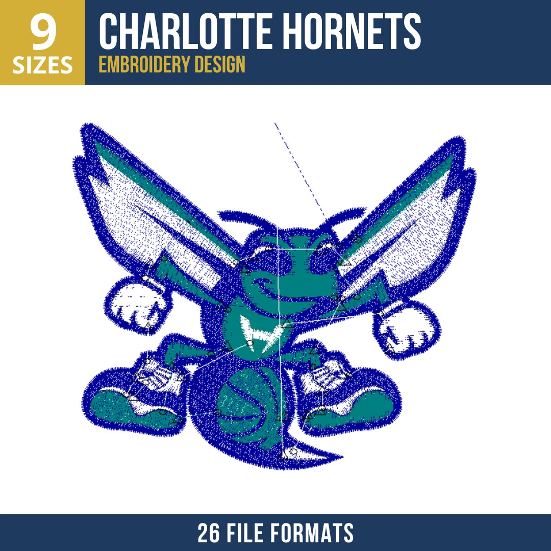 Charlotte Hornets Hugo Mascot Embroidery Design