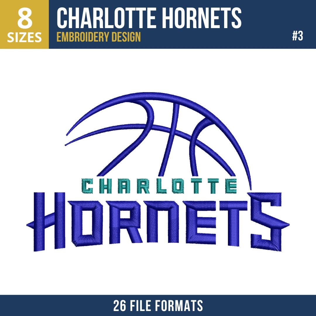 Charlotte Hornets Embroidery Design Bundle | 10 Designs