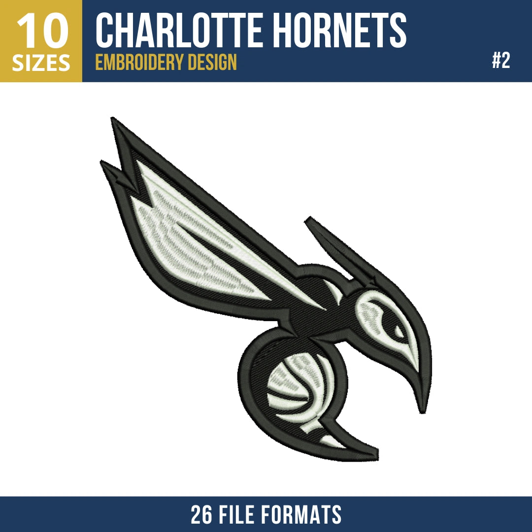 Charlotte Hornets Embroidery Design Bundle | 10 Designs