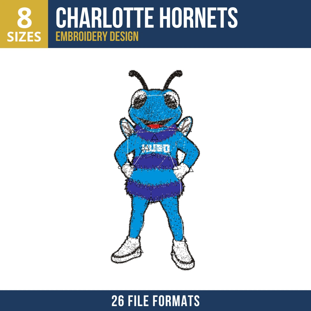 Charlotte Hornets Standing Hugo Mascot Embroidery Design