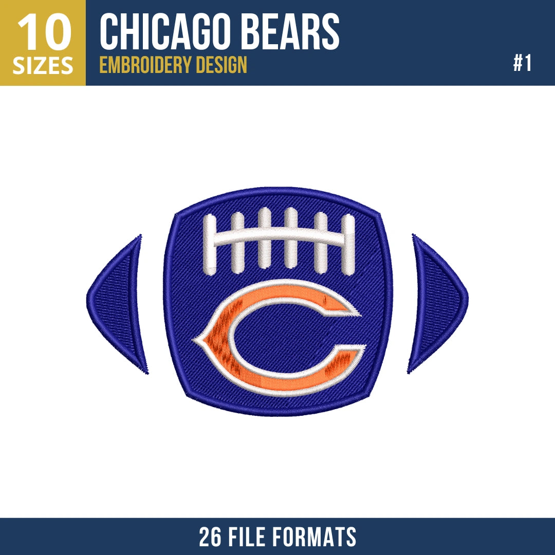 8 Designs Chicago Bears Embroidery Bundle