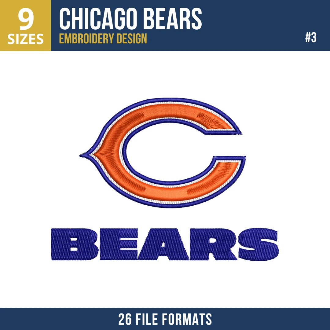 8 Designs Chicago Bears Embroidery Bundle