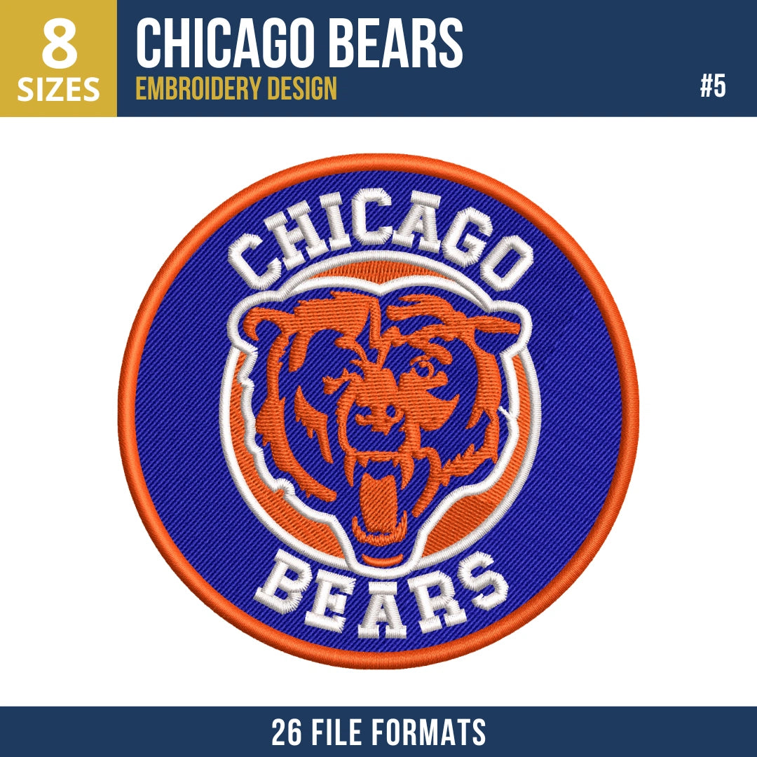 8 Designs Chicago Bears Embroidery Bundle