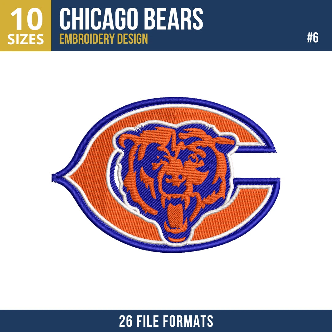 8 Designs Chicago Bears Embroidery Bundle