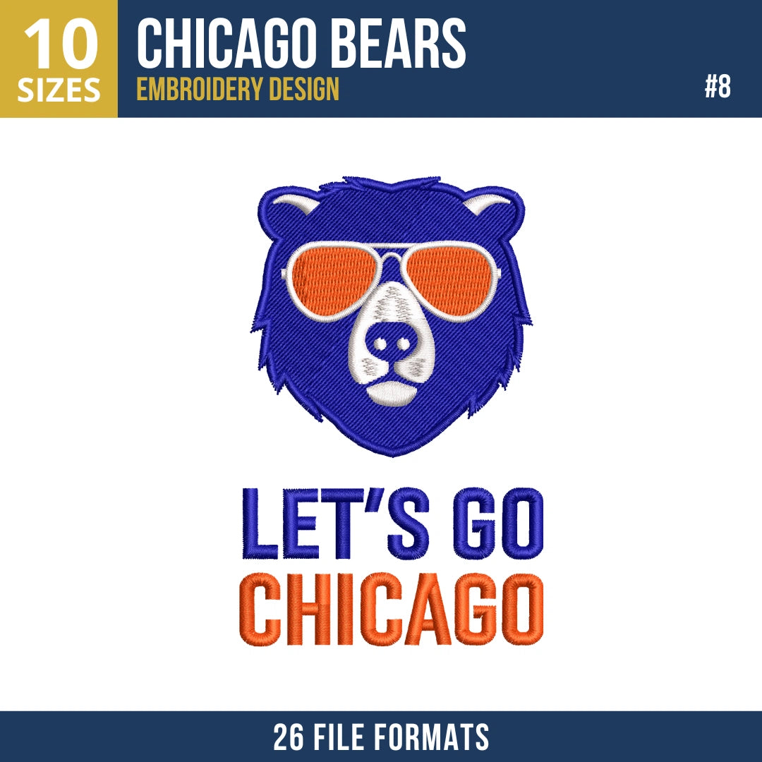 8 Designs Chicago Bears Embroidery Bundle