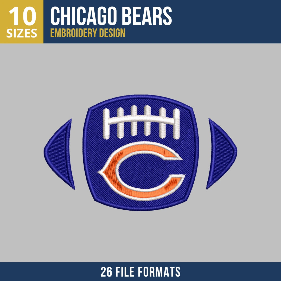 Chicago Bears Football Logo Embroidery Design