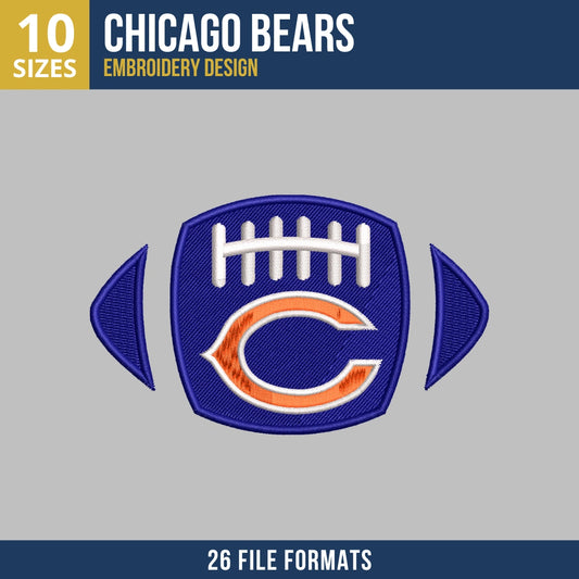 Chicago Bears Football Logo Embroidery Design