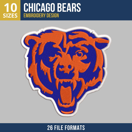 Chicago Bears Mascot Head Embroidery Design